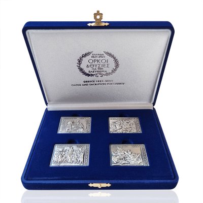 Luxury case with 4 silverplated stamps 2nd/2021 