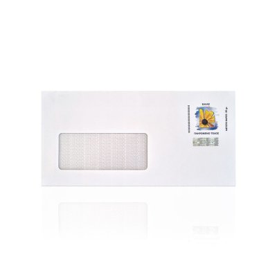 Prepaid envelope, size 11,4cmX22,9cm, 50 gr, with left-side visor (domestic use).